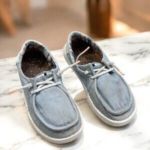 Hey Dude Youth Shoes Boho Light Denim Youth Size 2-3 Unisex UK Size 1